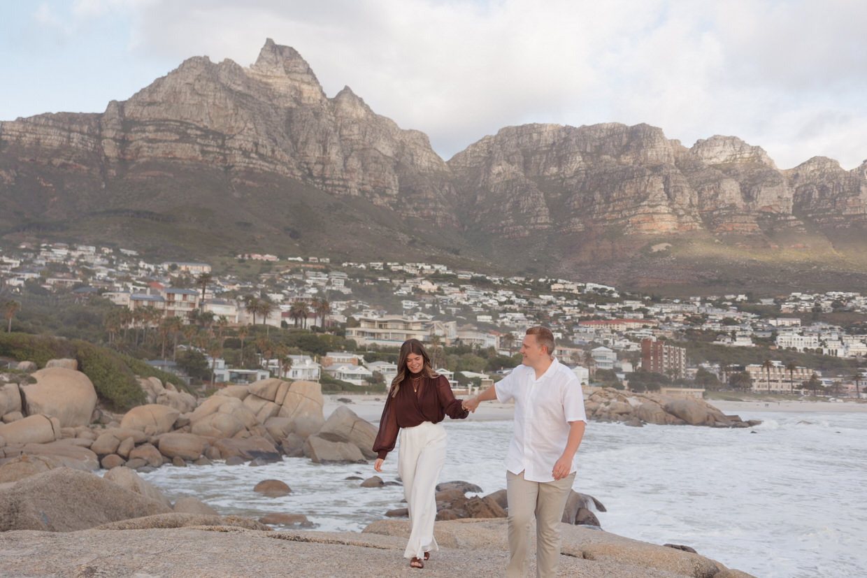 Cape Town engagement photographer photo of engaged couple on the coast