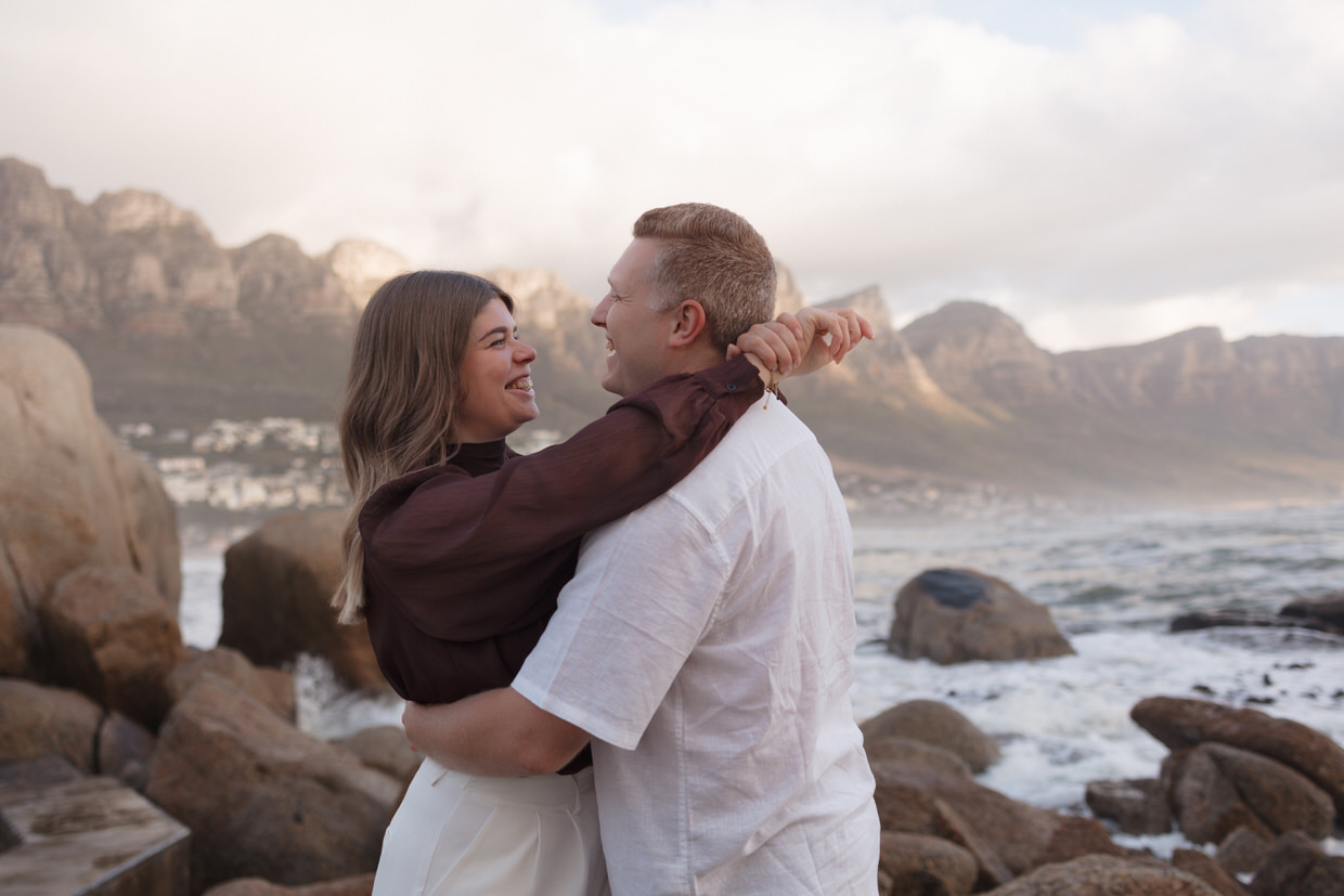 Cape Town engagement photographer photo of engaged couple on the coast