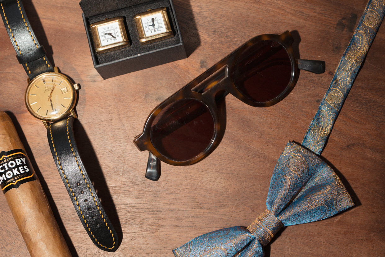 groom and his wedding essentials